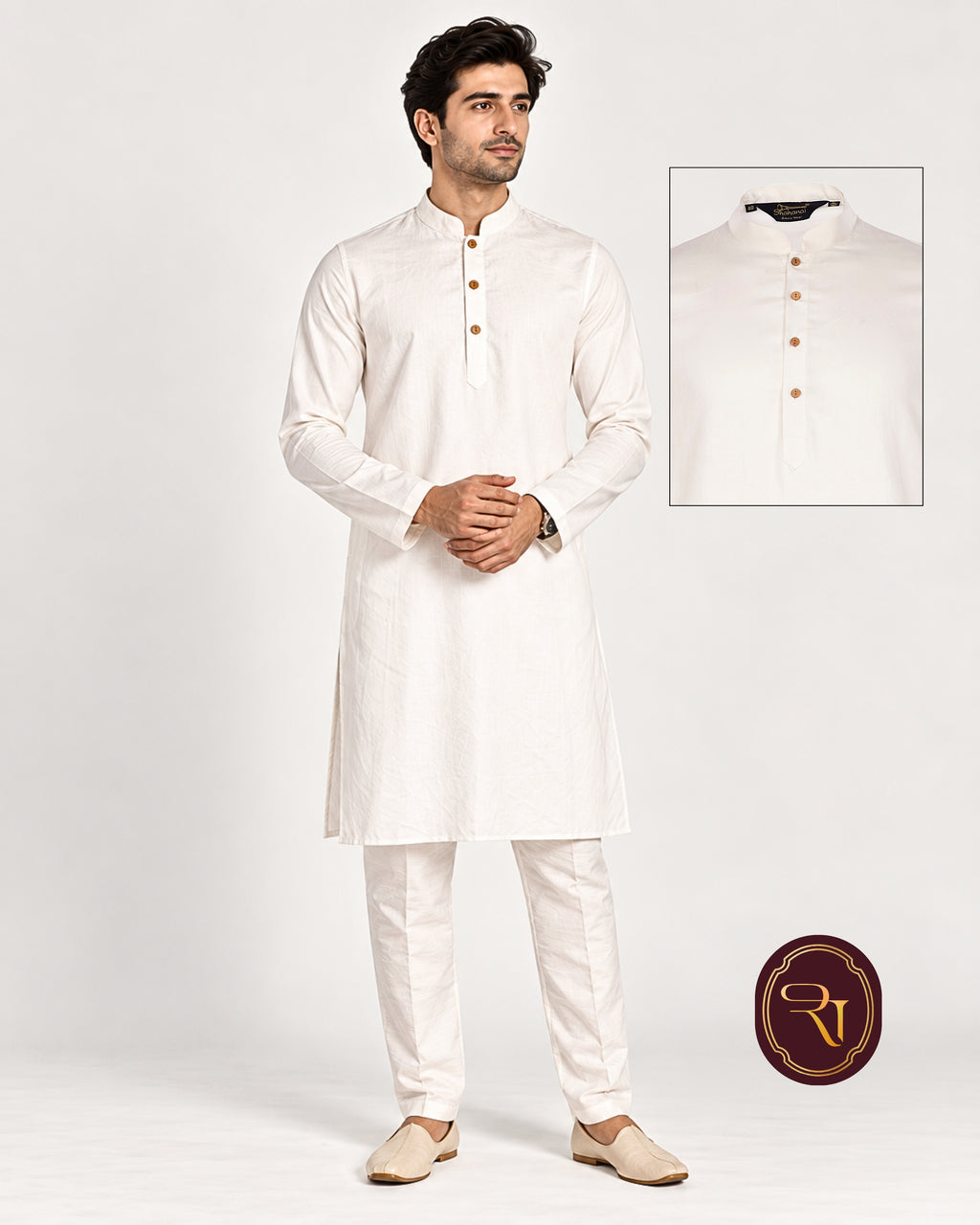 Shahanai Men's Pure Cotton White Kurta