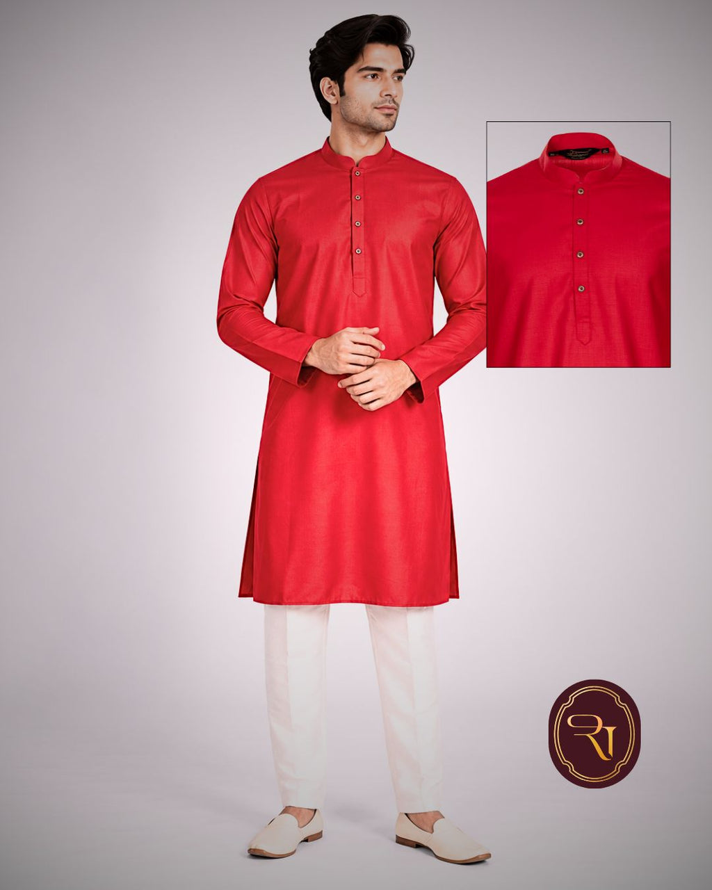 Shahanai Men's Chikankari Digital Print Kurta
