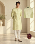 Shahanai Men's Pure Banarasi Self-Textured Kurta
