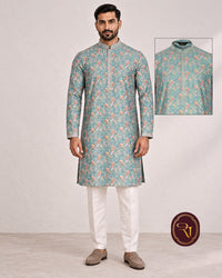 Shahanai Men's Chikankari Digital Print Kurta