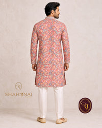 Shahanai Men's Chikankari Digital Print Kurta