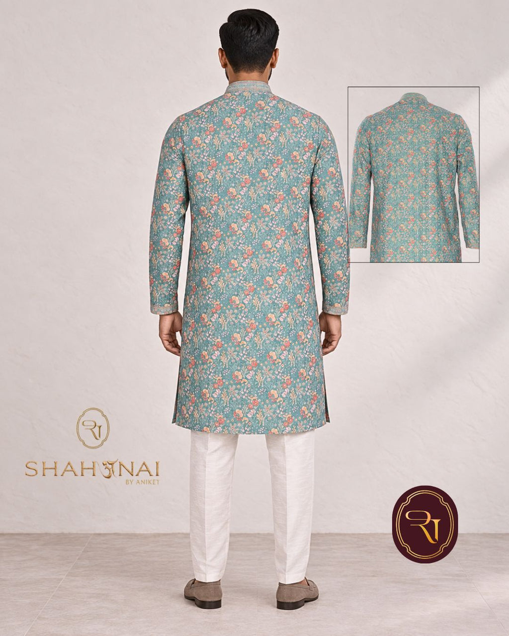Shahanai Men's Chikankari Digital Print Kurta