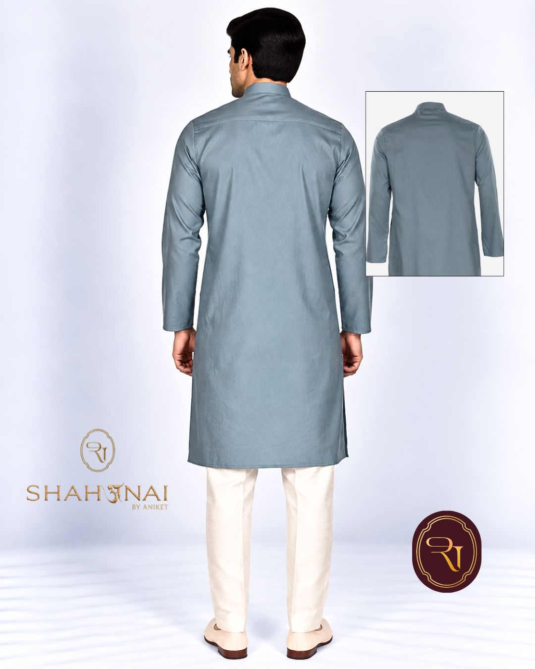 Shahanai Men's Pure Banarasi Self-Textured Kurta