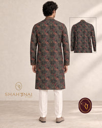Shahanai Men's Chikankari Digital Print Kurta
