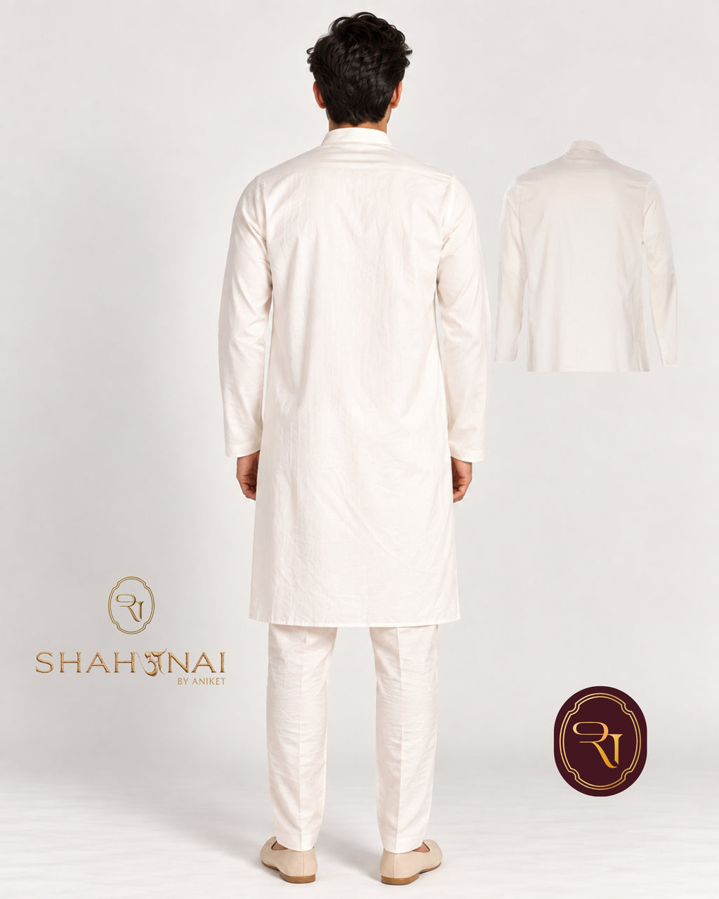 Shahanai Men's Pure Cotton White Kurta