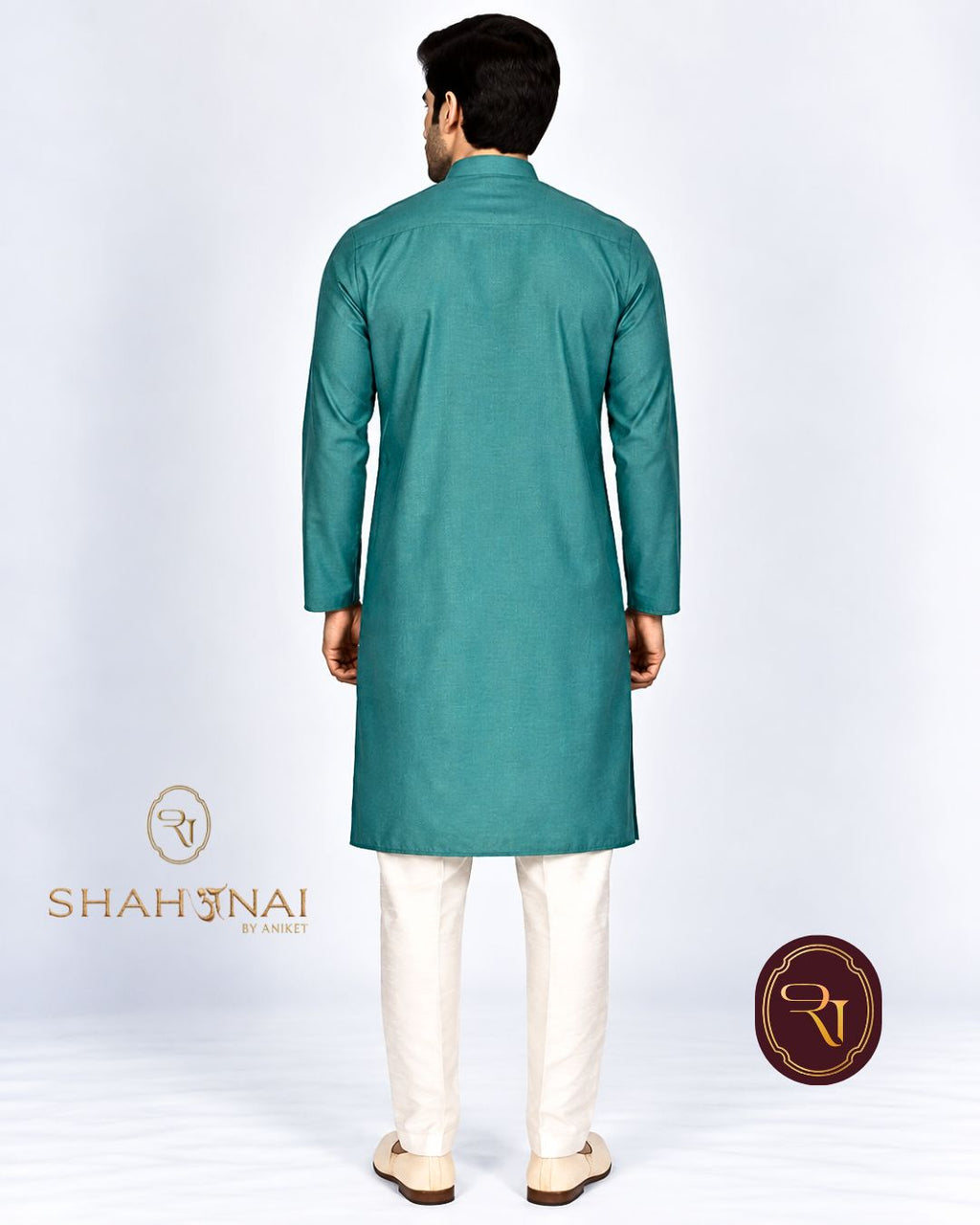 Shahanai Men's Silk Kurta with Machine and Hand Work