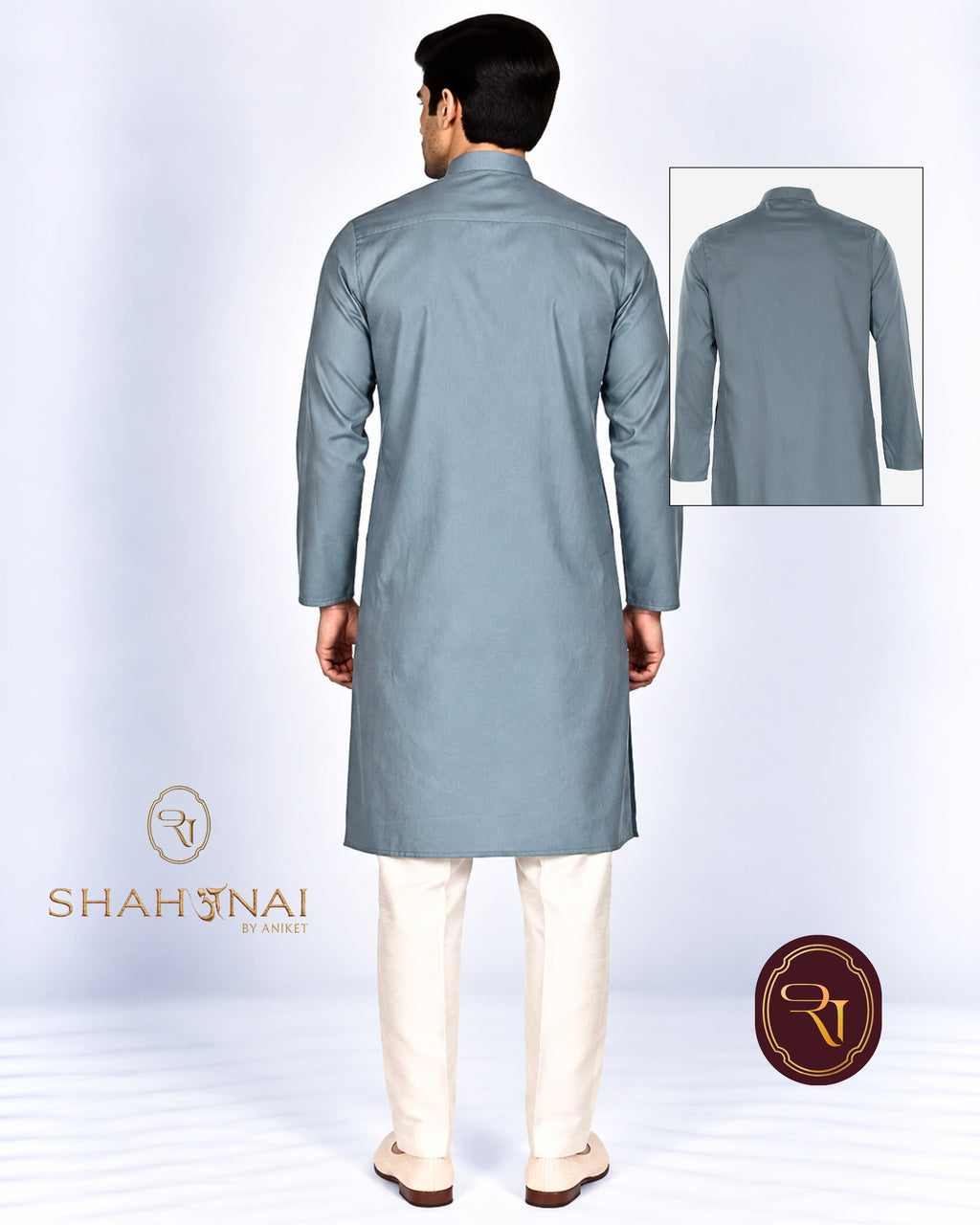 Shahanai Men's Pure Cotton Grey Kurta