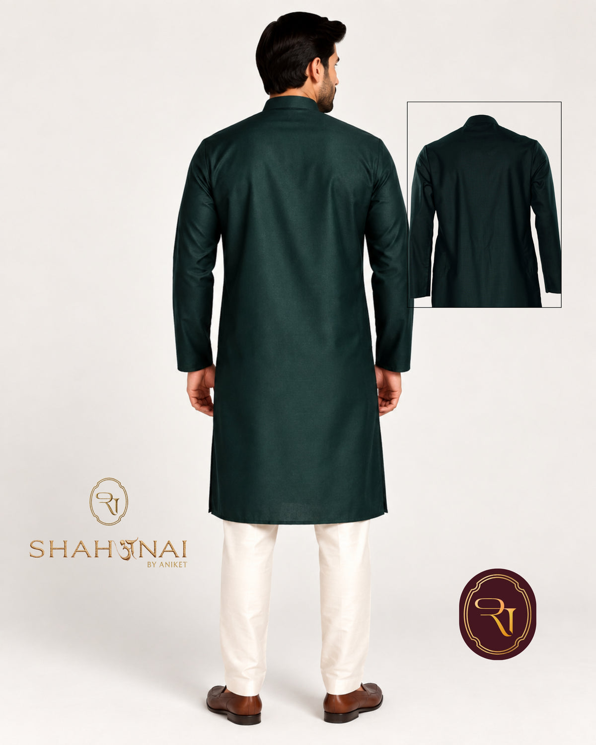 Shahanai Men's Pure Cotton B Green Kurta