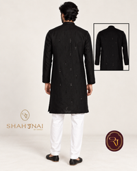 Shahanai Men's Silk Kurta with Allover Heavy Work