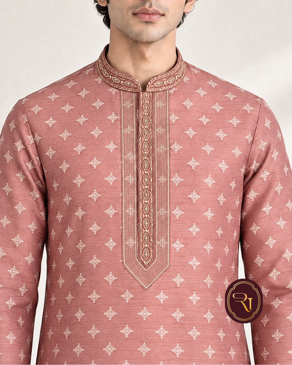 Shahanai Men's Pure Banarasi Self-Textured Kurta