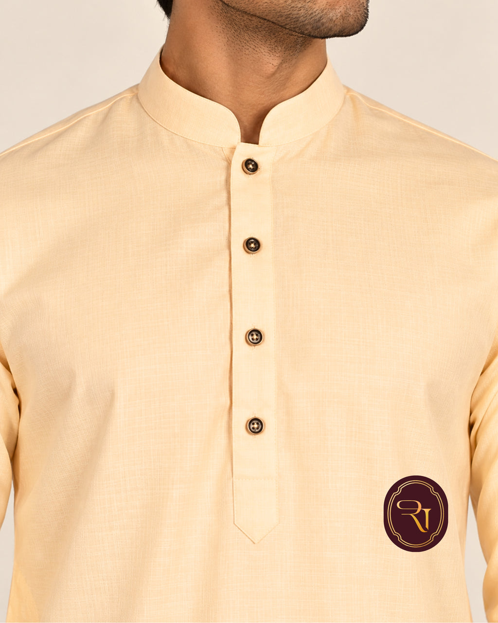 Shahanai Men's Pure Cotton Peach Colour Kurta