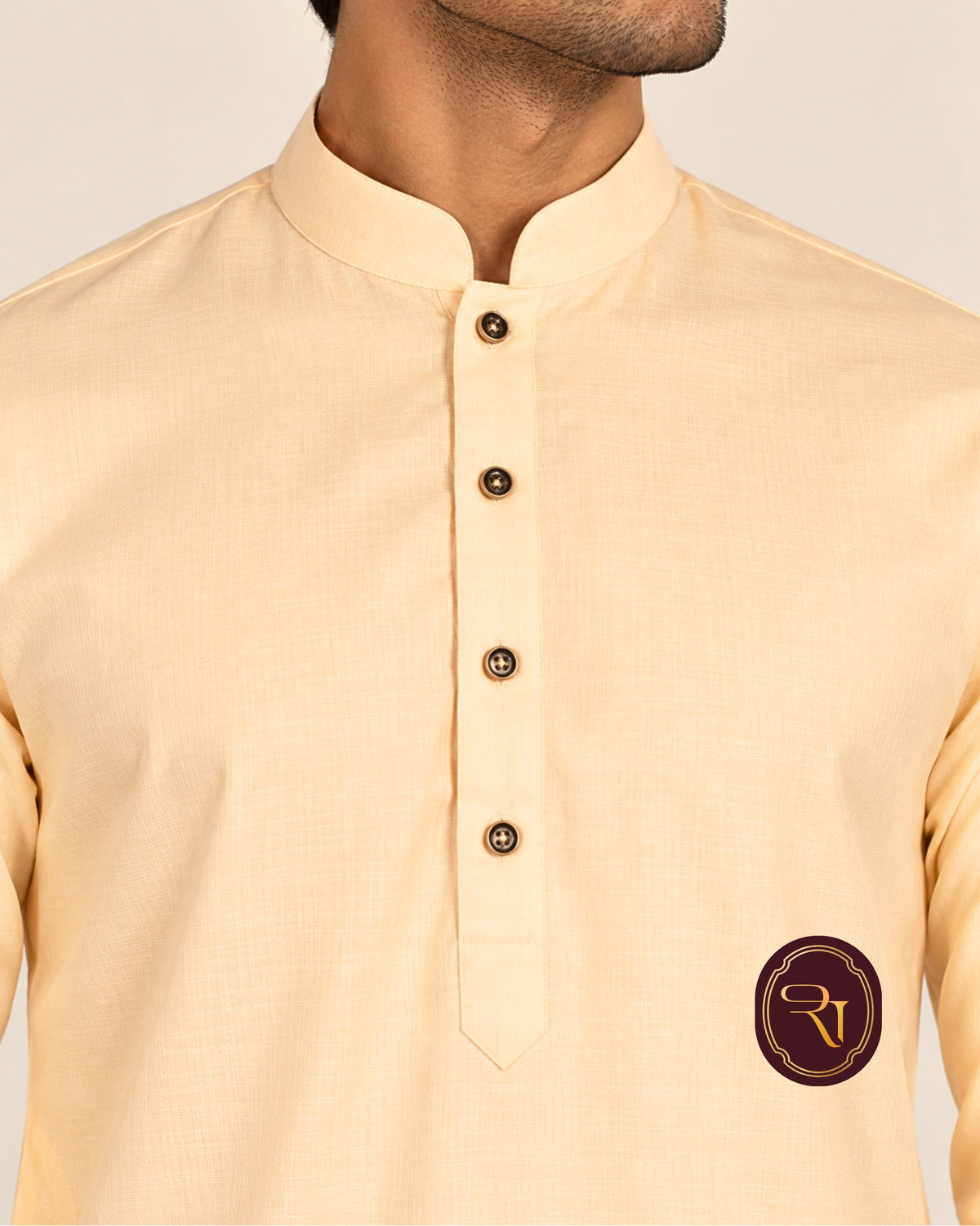 Shahanai Men's Pure Cotton Peach Colour Kurta
