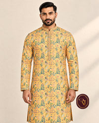 Shahanai Men's Chikankari Digital Print Kurta