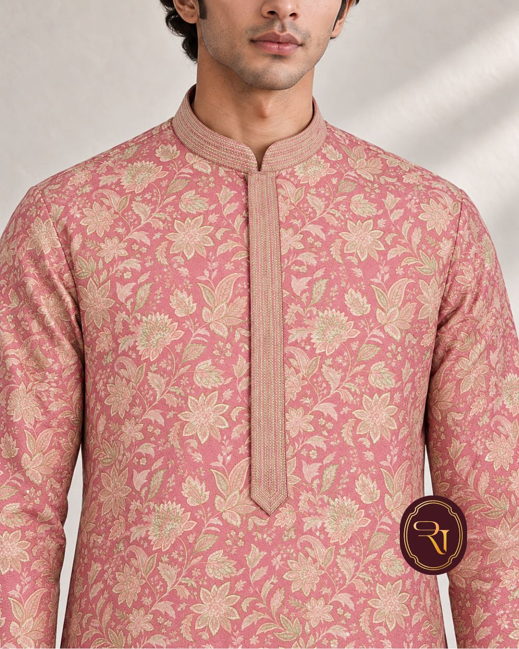 Shahanai Men's Chikankari Digital Print Kurta