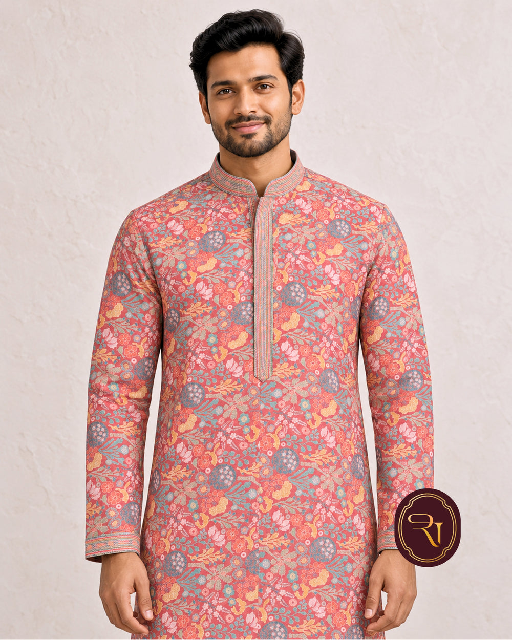Shahanai Men's Chikankari Digital Print Kurta