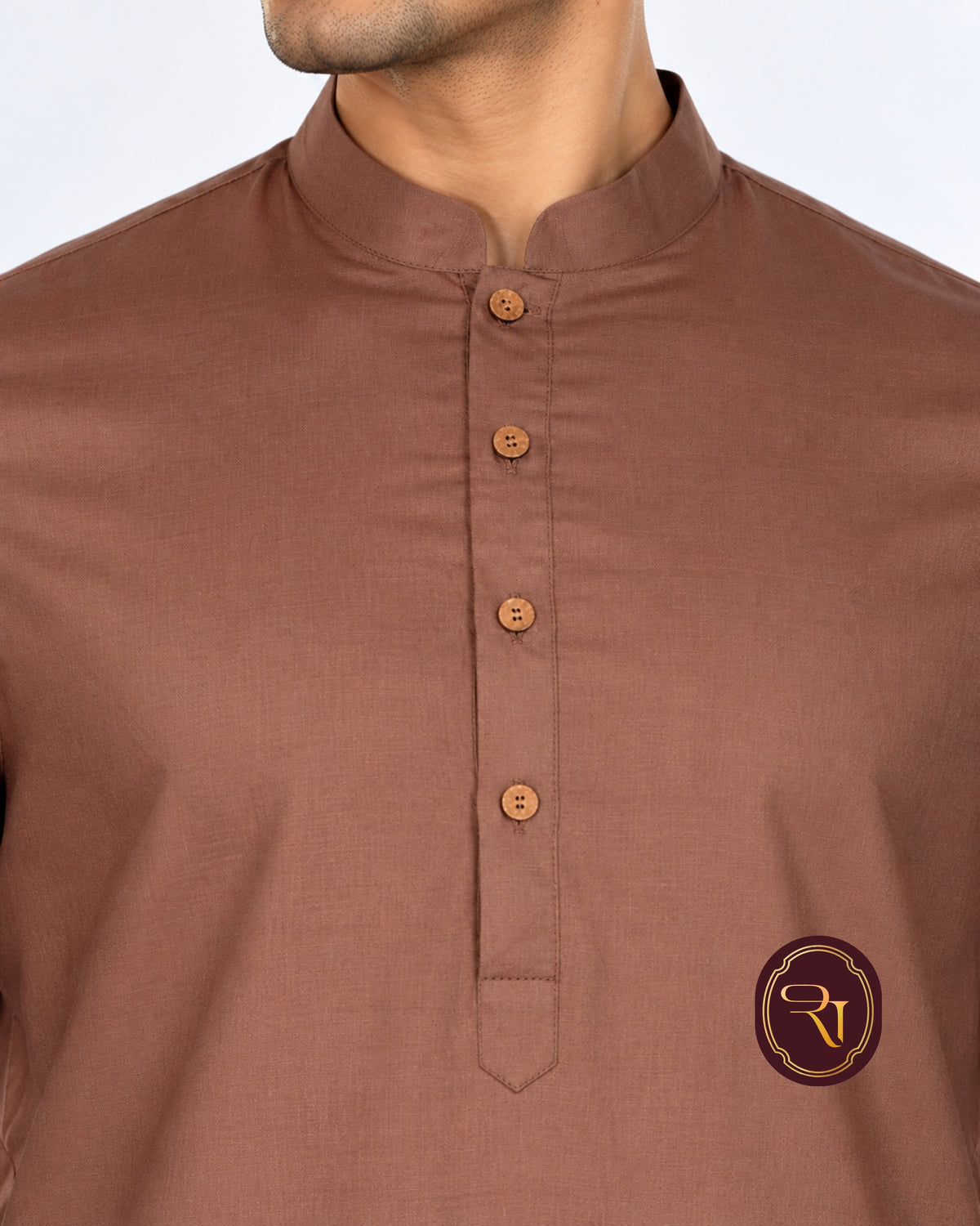 Shahanai Men's Pure Cotton Brown Kurta