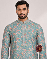 Shahanai Men's Chikankari Digital Print Kurta