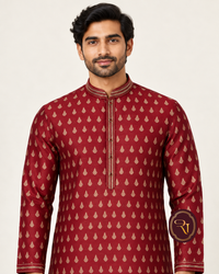 Shahanai Men's Pure Banarasi Self-Textured Kurta