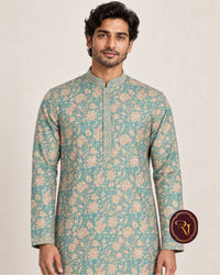 Shahanai Men's Chikankari Digital Print Kurta