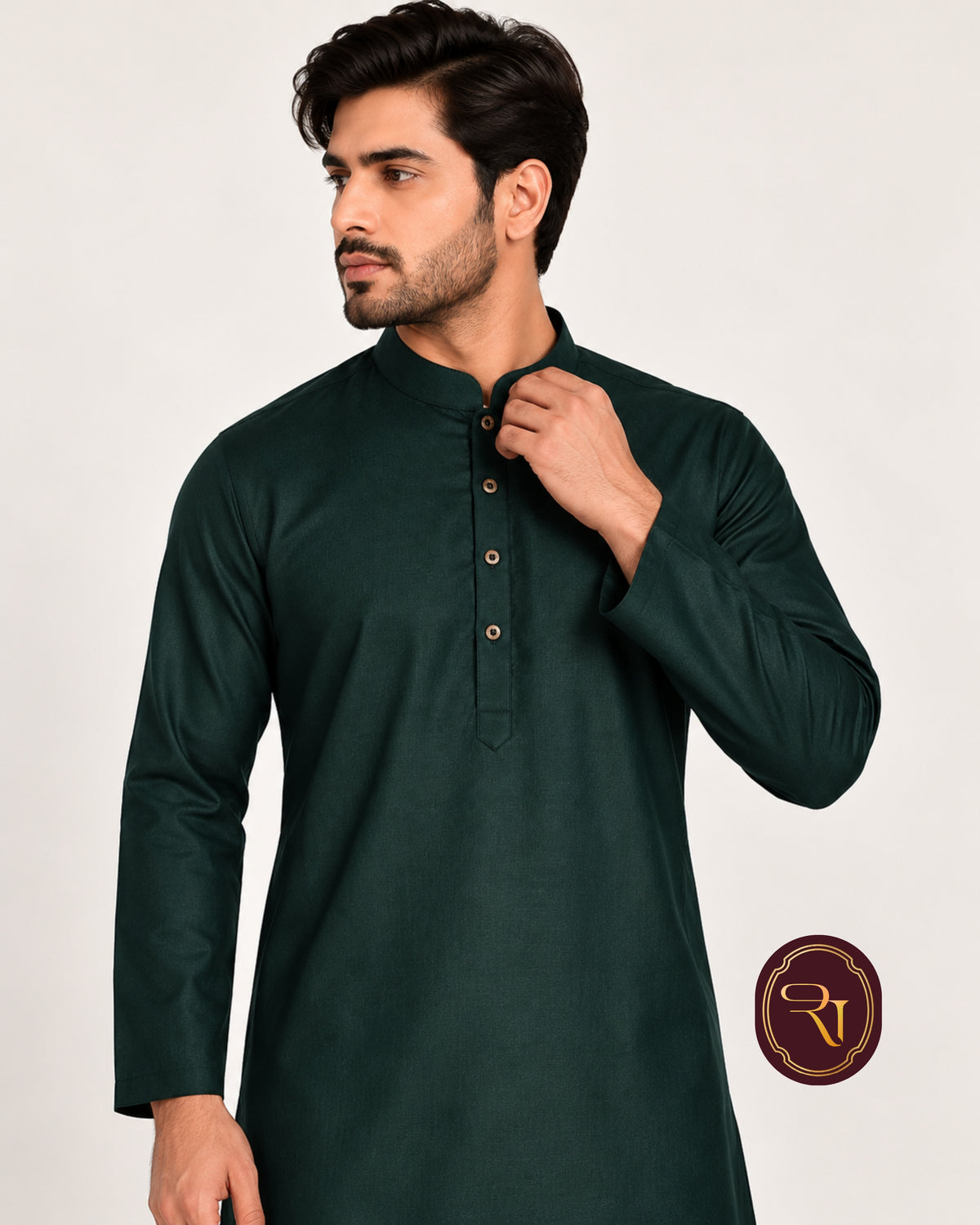 Shahanai Men's Pure Cotton B Green Kurta