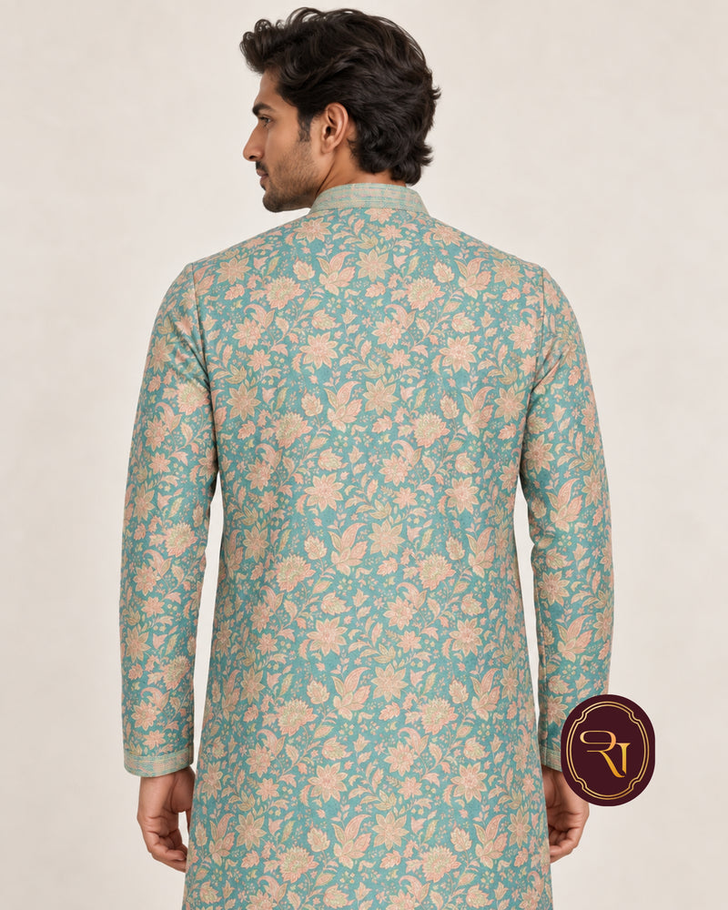 Shahanai Men's Chikankari Digital Print Kurta