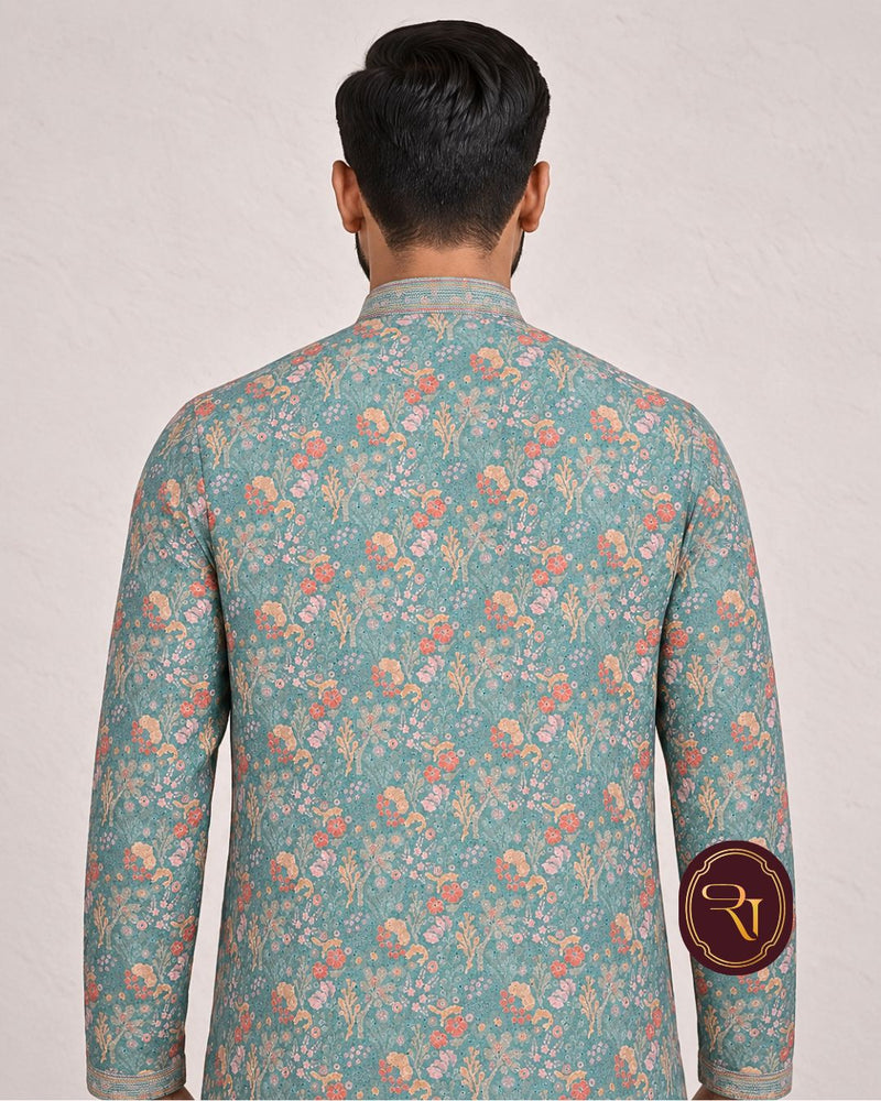 Shahanai Men's Chikankari Digital Print Kurta