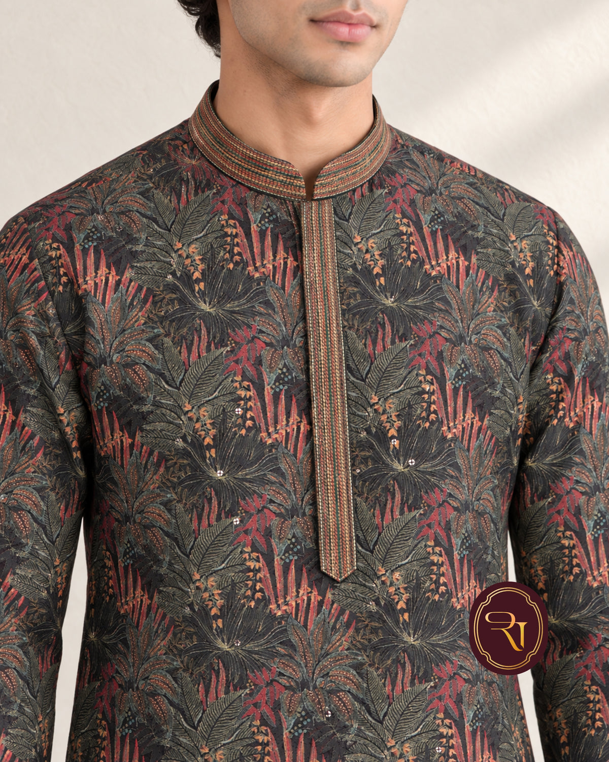 Shahanai Men's Chikankari Digital Print Kurta