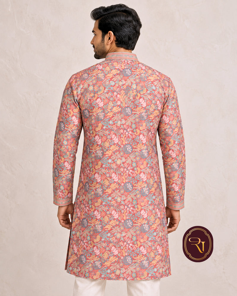 Shahanai Men's Chikankari Digital Print Kurta
