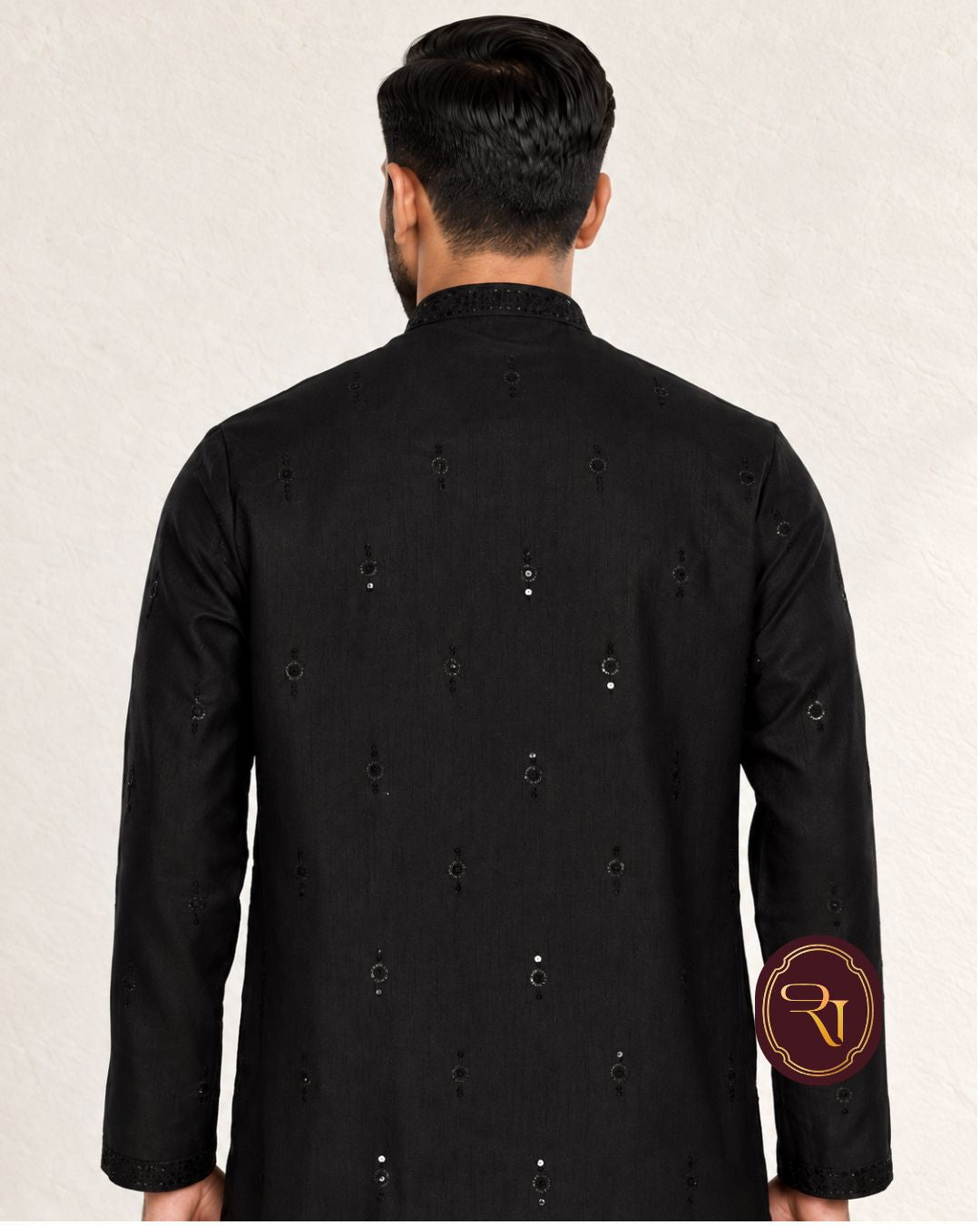 Shahanai Men's Silk Kurta with Allover Heavy Work