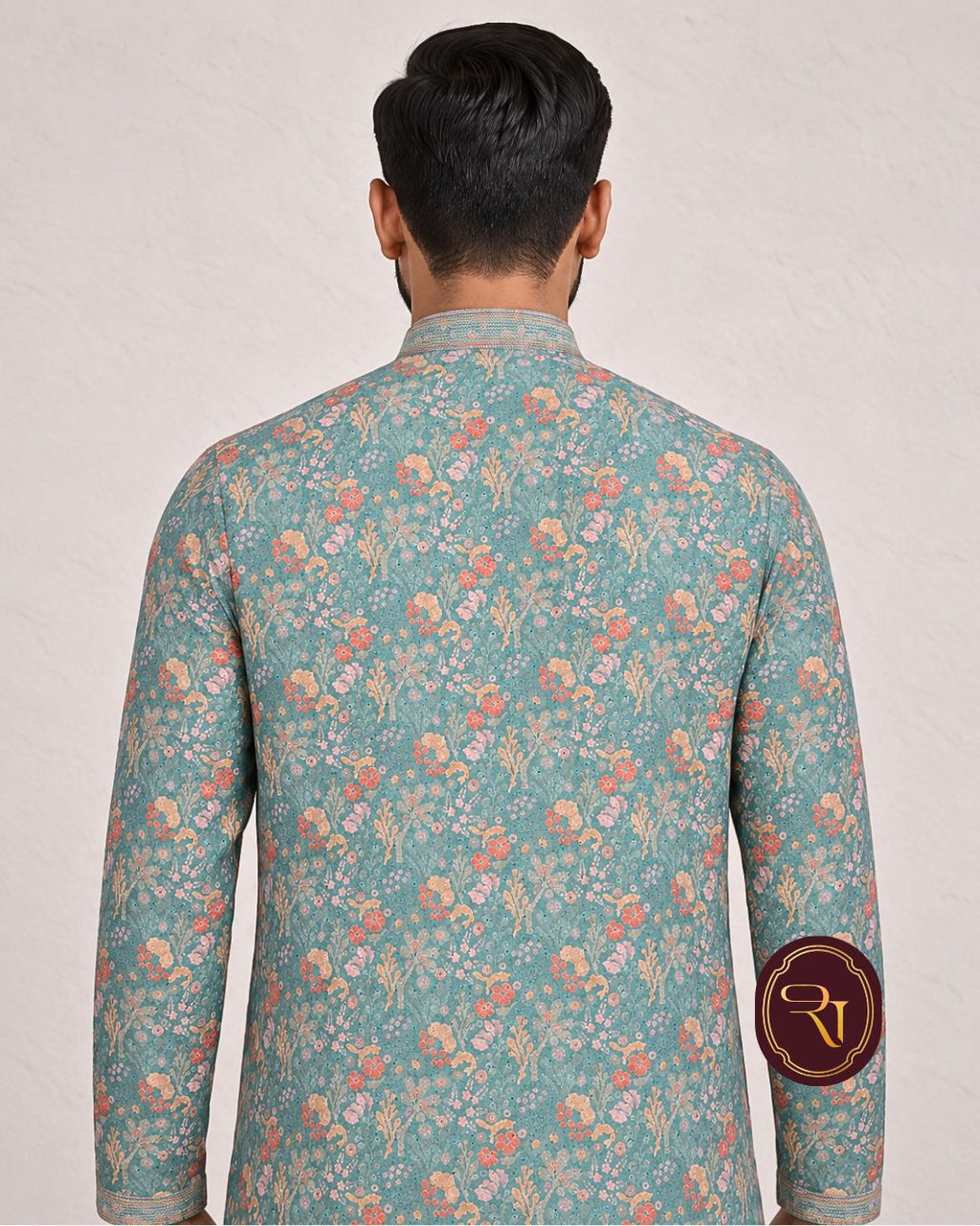 Shahanai Men's Chikankari Digital Print Kurta