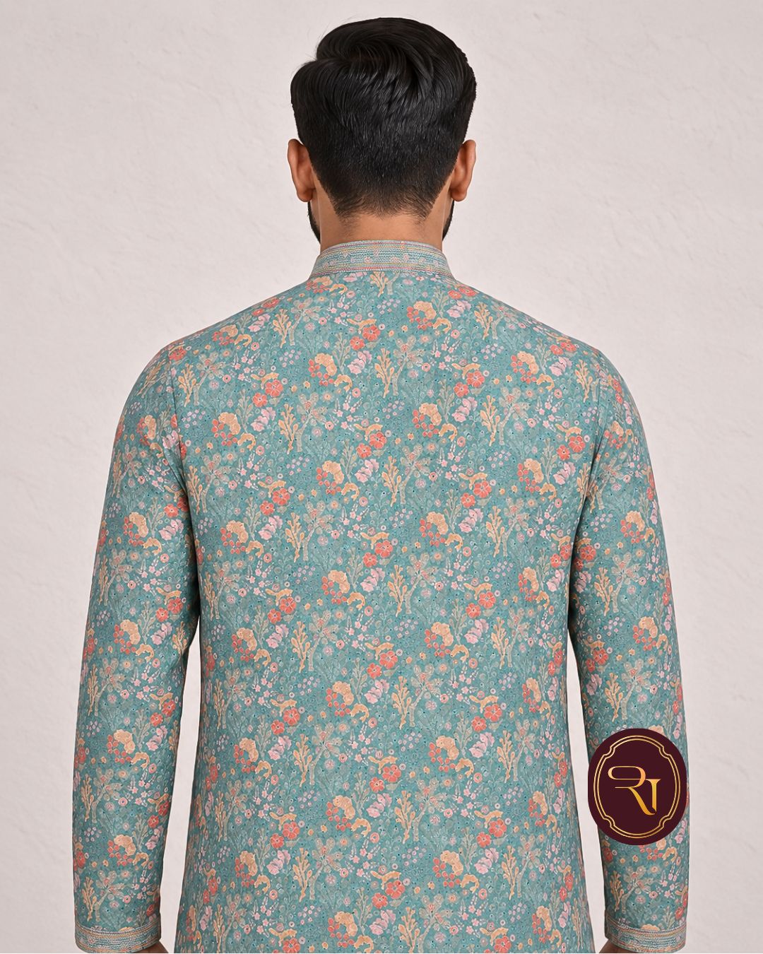 Shahanai Men's Chikankari Digital Print Kurta