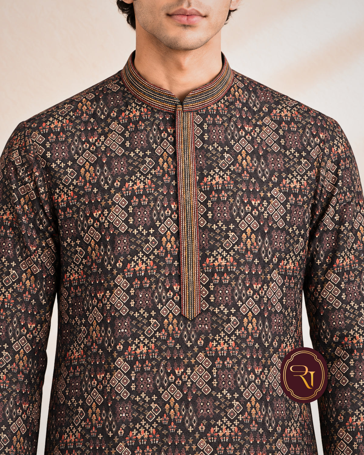 Shahanai Men's Chikankari Digital Print Kurta