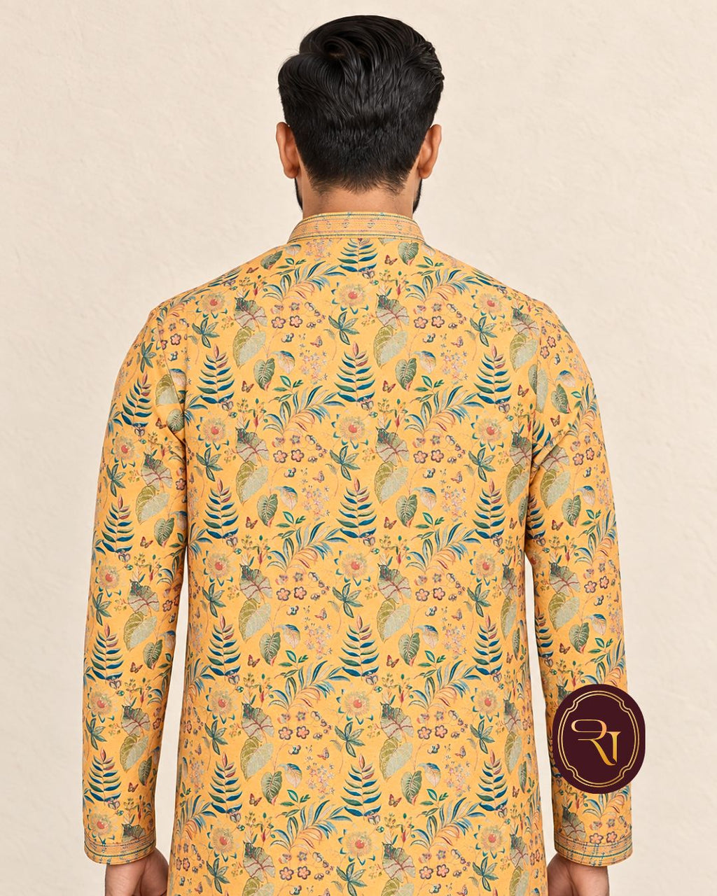 Shahanai Men's Chikankari Digital Print Kurta