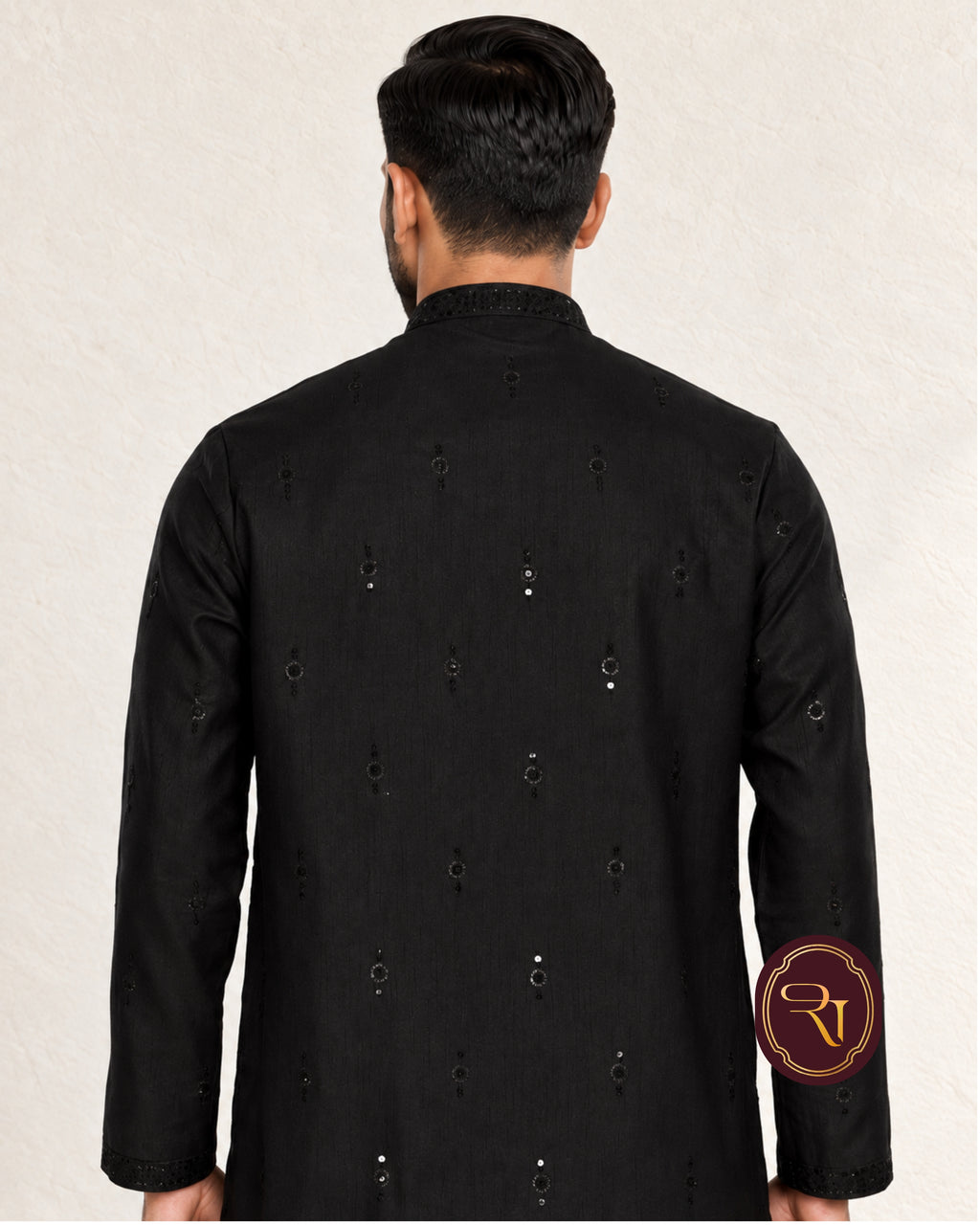 Shahanai Men's Silk Kurta with Allover Heavy Work