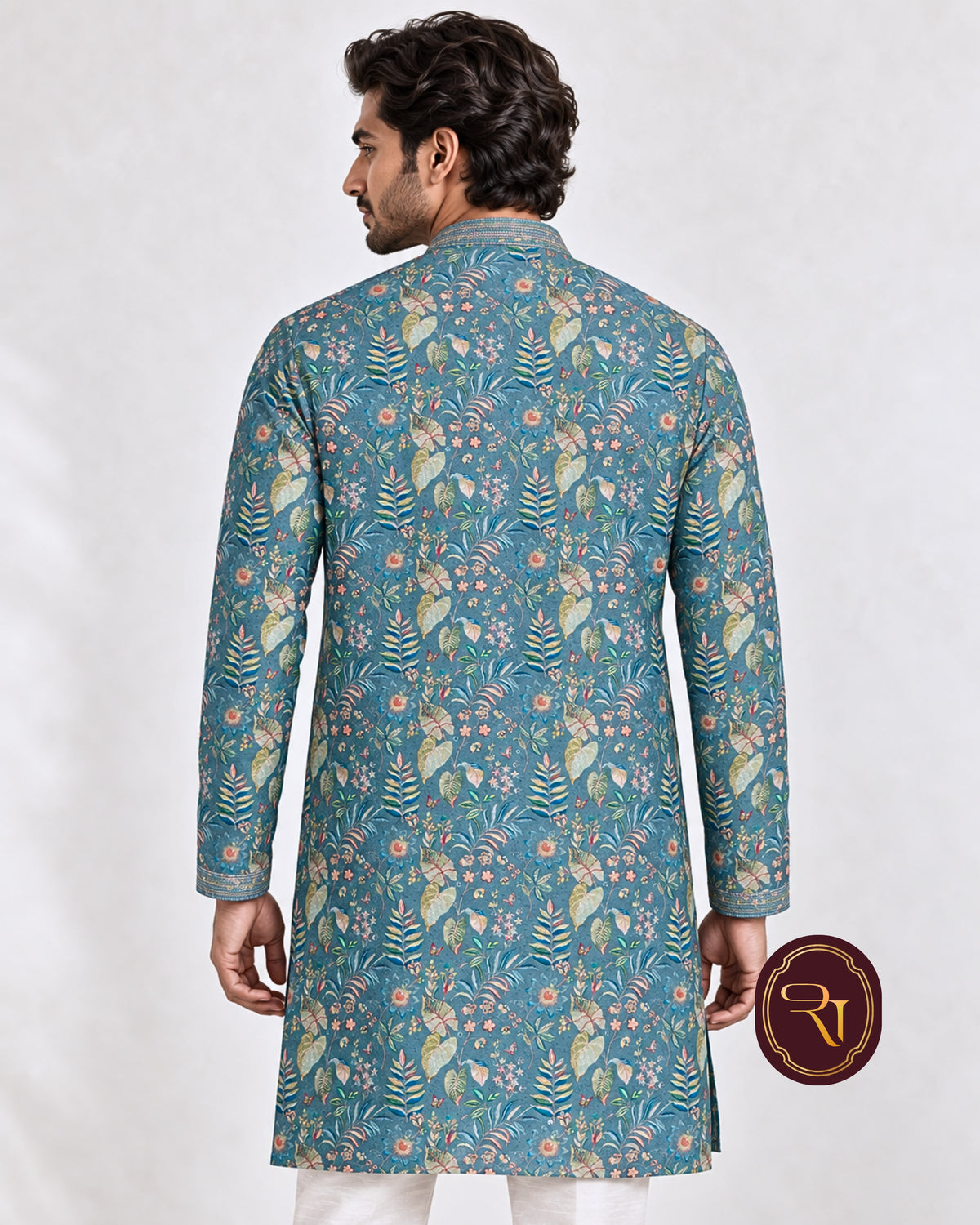 Shahanai Men's Chikankari Digital Print Kurta