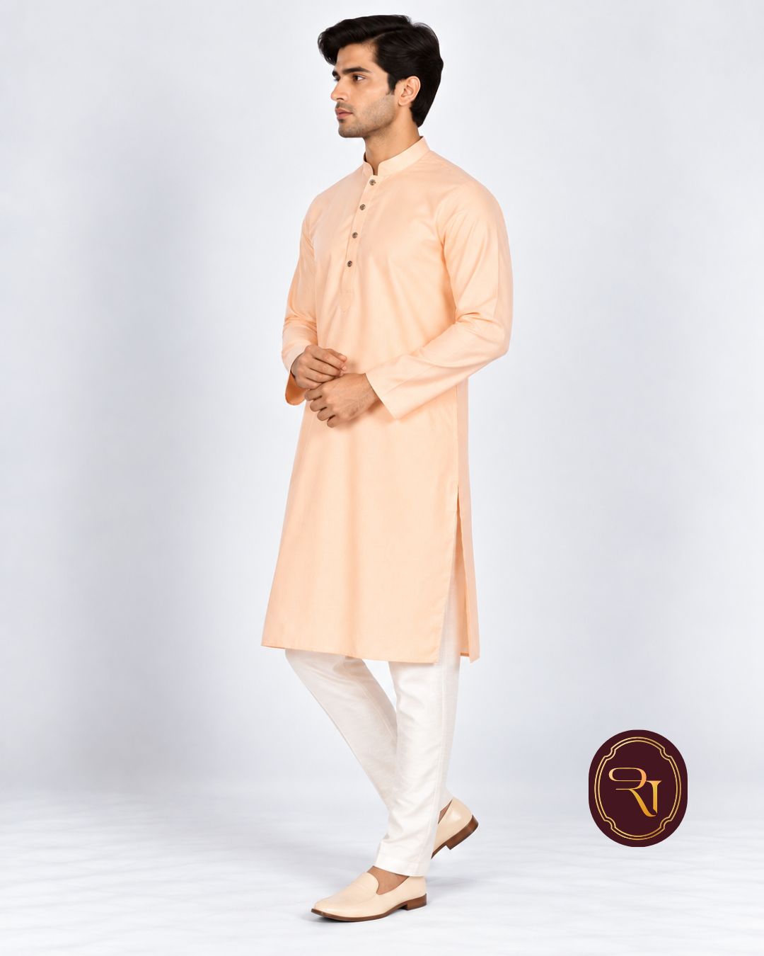 Shahanai Men's Silk Kurta with Machine and Hand Work