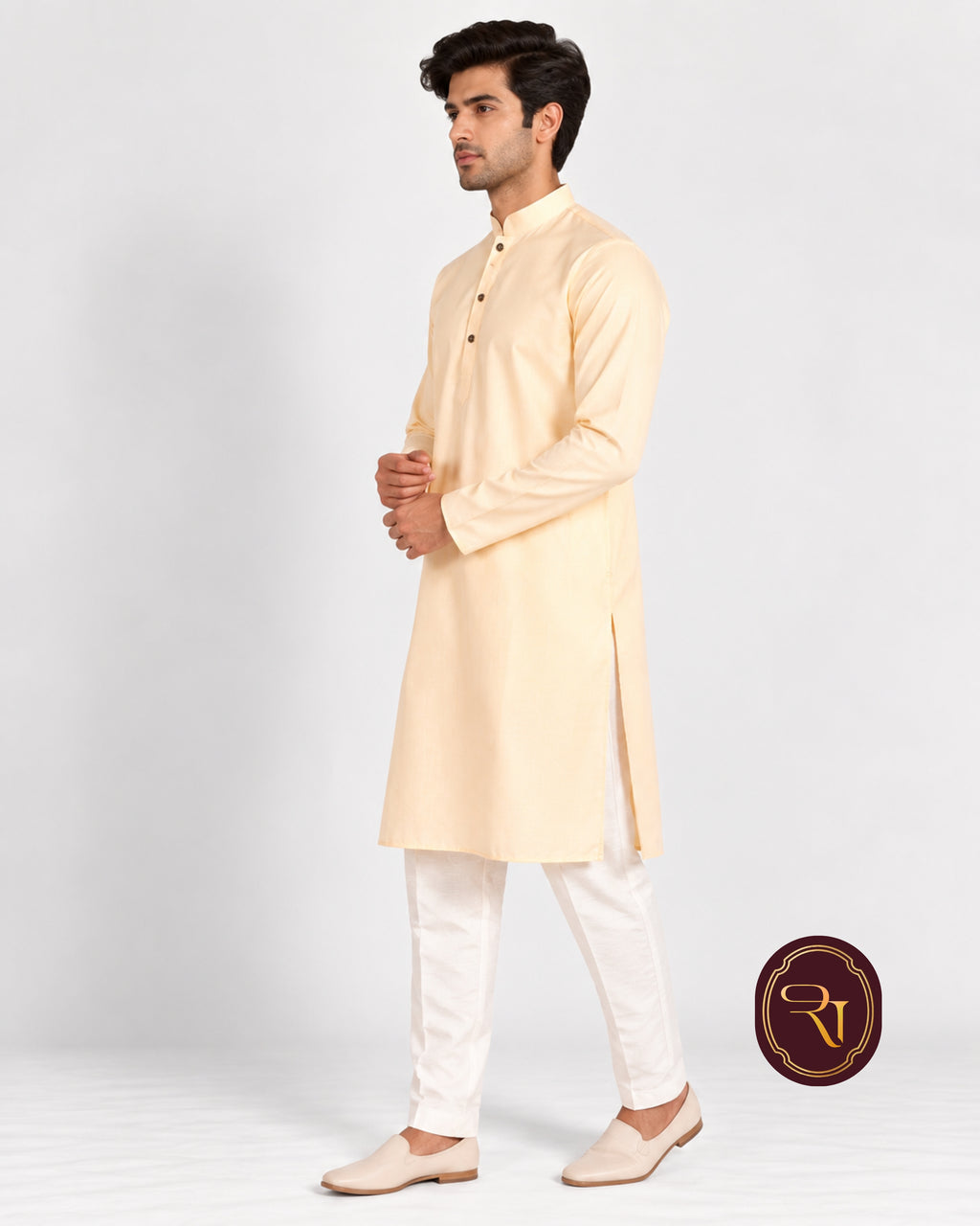 Shahanai Men's Pure Cotton Cream Kurta