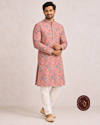 Shahanai Men's Chikankari Digital Print Kurta