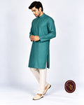 Shahanai Men's Silk Kurta with Machine and Hand Work