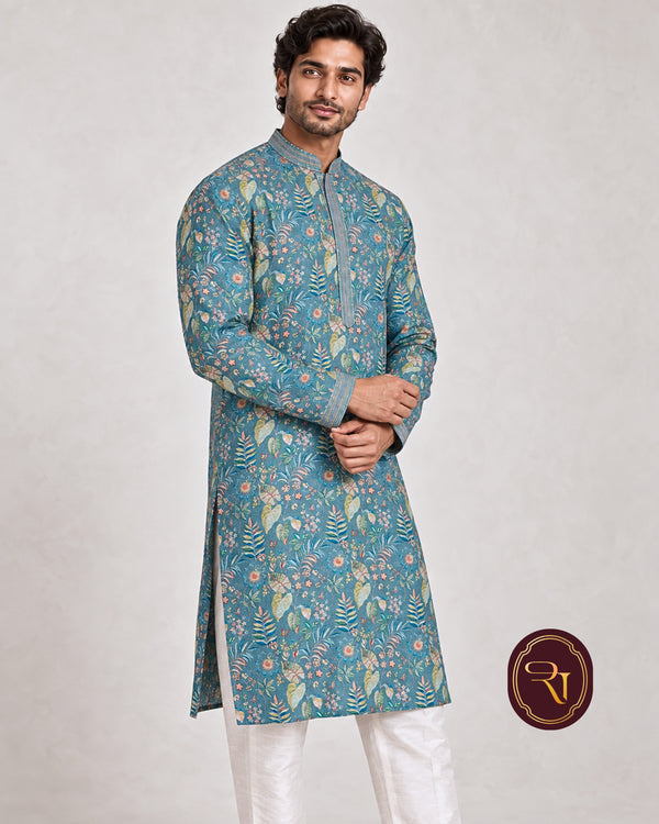 Shahanai Men's Chikankari Digital Print Kurta