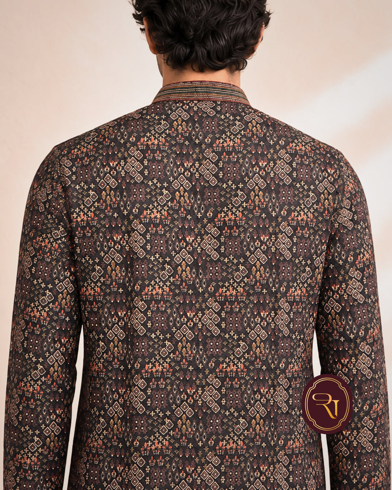 Shahanai Men's Chikankari Digital Print Kurta
