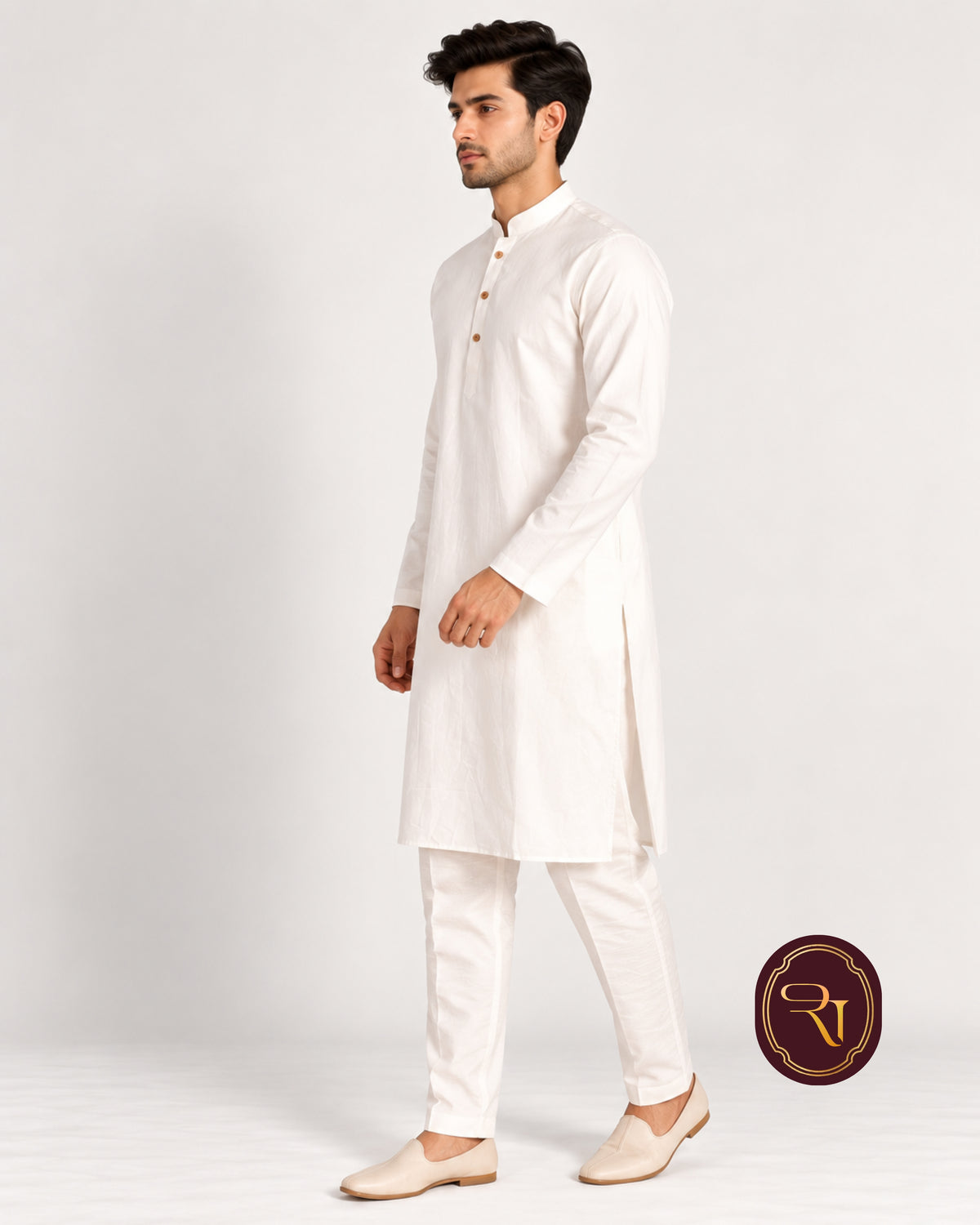 Shahanai Men's Pure Cotton White Kurta