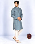 Shahanai Men's Pure Banarasi Self-Textured Kurta