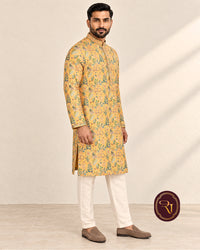 Shahanai Men's Chikankari Digital Print Kurta