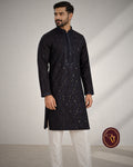 Shahanai Men's Silk Kurta with Allover Heavy Work