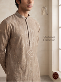 Shahanai Men's Silk Kurta with Allover Heavy Work